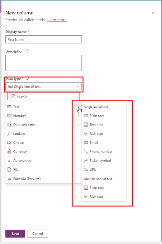 Create column step-by-step in Microsoft Dataverse Table