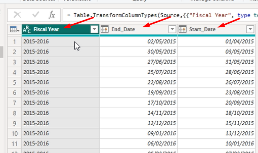 
The original table to extract list date